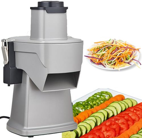 Coupe-LéGumes Professionnel 4 En 1, Robot Culinaire Multifonction, Coupe-Pommes De Terre éLectrique, RâPe Et Trancheuse à Oignons Automatique Avec 6 Lames, Grande Ouverture D'Alimentation