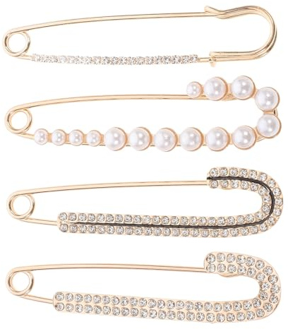 Beaupretty 4-Teiliges Perlen-Sicherheitsnadeln Set Mit Strass Verzierung Vielseitige Broschennadeln Für Kleidung Dekorative Anstecknadeln Für Pullover Strickjacken Und Taillenmieder-Clips