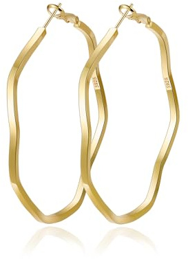 RANKEEF 3mm Boucles D'Oreilles Femme, Grandes Creole Or HypoallergéNiques, Grandes Boucles D'Oreilles CréOles En Or 14 Creole Plaqué Carats Pour Femmes
