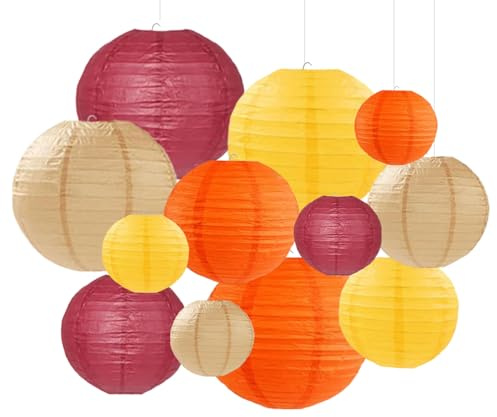 Capesaro Burgund Maroon Wein Papier Laternen dekorative 12pcs Partei hängende Dekorationen für rustikale Herbst Party Brautdusche Hochzeit Baby Dusche Graduierung Jahrestag Raumdekoration