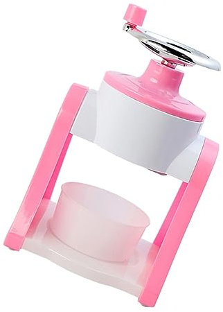BEBEMOKO Manual Hand Operated Ice Chipper Ice Crusher Small Household Sturdy Pink for Home Use and Summer Drinks