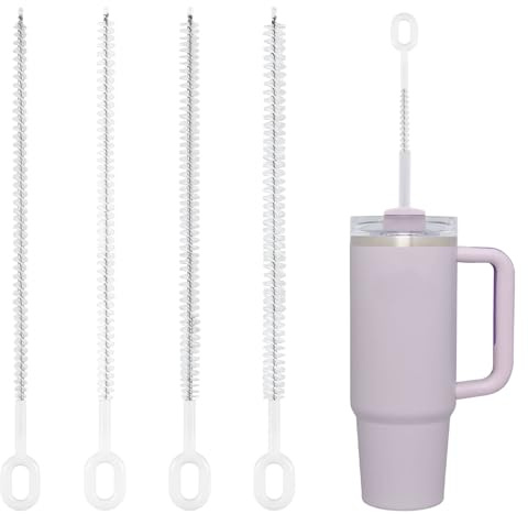 Straw Brush Cleaner for Stanley,4PCS 10 Inch Stainless Steel Straw Brushes, Nylon Brushes, Pipe Cleaner Bendable Cleaning Tool for 40/30/20 oz Stanley Owala Tumbler, Travel Bottles