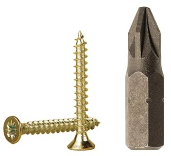 SKIR'CO (500 pcs) Yellow Zinc Plated Steel 2.5 x 20 mm Wood Screws, Chipboard Screws, PZ Fully Threaded, Pozidriv Countersunk Head