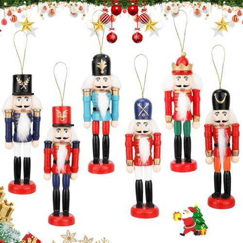 Christmas Wooden Nutcracker Ornaments, Nutcracker Ornament for Christmas Tree, Xmas Nutcrack-er Soldier Figurine Hanging Decor