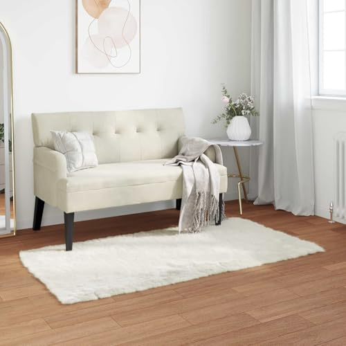 Tonture Kunstschaffell Teppich Tafalla Weiß 80 x 150 cm, Extra Weicher Polyester Flokati, Modernes Design für Wohnzimmer, Schlafzimmer, Deko, Kuschelig, Gemütlich und Strapazierfähig