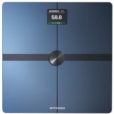 WITHINGS Body Smart - Balance connectée avec composition corporelle avancée (Poids, Masse grasse/Musculaire/Osseuse, Eau, Indice de graisse viscérale), Balance pèse personne WiFi et Bluetooth, Noir