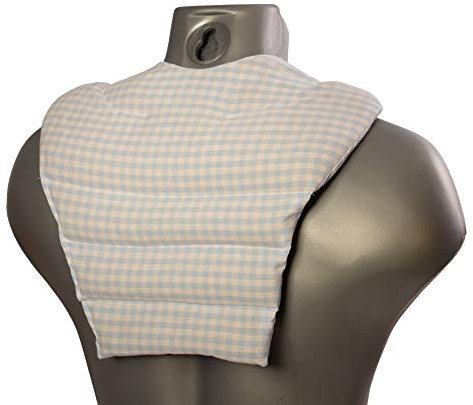 Nackenhörnchen mit Rückenteil - Bio-Stoff hellblau-weiß - Traubenkernkissen - Nackenkissen - Rücken Wärmekissen