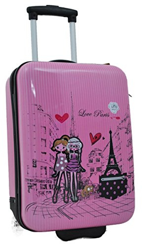 Madisson - Valise Cabine Enfant/Fille Rose Love Paris ABS 50X33X20CM, Rose, L32.0 x H48.0 x P20.0 cm