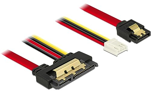 DeLOCK 85234 cable de SATA 0,3 m SATA 7-pin + Molex (4-pin) SATA 22-pin Negro - Cable SATA (0,3 m, SATA III, SATA 7-pin + Molex (4-pin), SATA 22-pin, Female connector / Female connector, Negro)