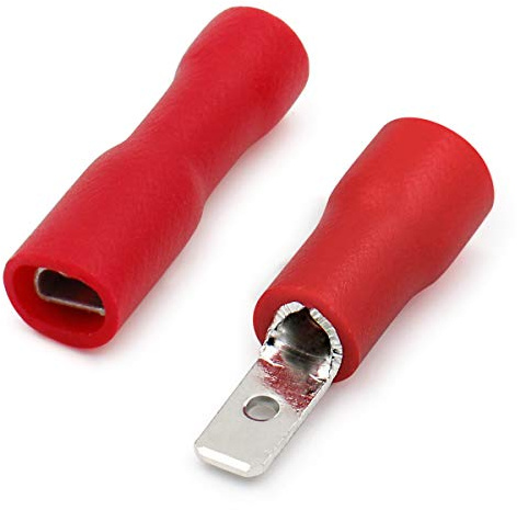 Heschen Kabelanschluss, Stecker/Buchse, Vinyl, vollisoliert, 2,8 x 0,5 mm Kabel, Terminal für 0,5–1,5 mm² (22–16 AWG), Rot, 100 Stück
