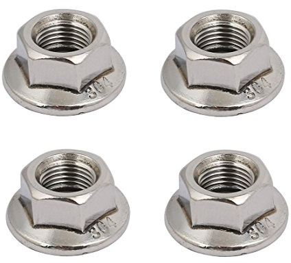 sourcing map 4 Stück M10 x 1,25mm Stellschraube Flanschmuttern | Metrisch Feingewinde 304 Edelstahl Sechskantmutter