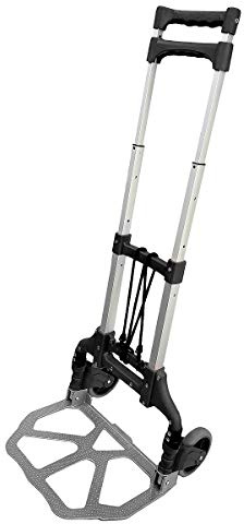 Amtech S5642 75kg Folding Sack Truck, 64cm-100cm Adjustable Telescopic Handle Lifting Trolley with Aluminium Foot Plate