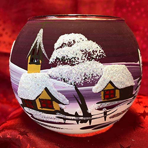 Generisch Windlicht Kugelglas Medium Leuchtbecher Leuchtglas Teelicht Handarbeit Lauscha, : Brombeere