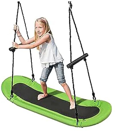 GOPLUS Höheverstellbare Schaukel bis 150 kg belastbar, Gartenschaukel für Erwachsene oder Kinder, extra breiter Sitz für Mehrkind, Rahmen aus Stahl, Kinderschaukel für Innen und Außenbereich (Grün)