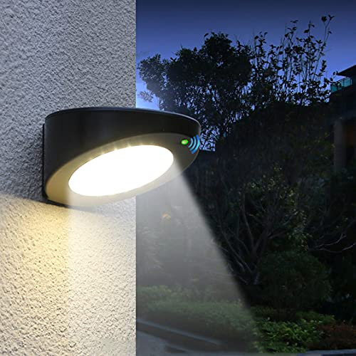 HMAKGG Applique Murale Exterieur avec Detecteur De Mouvement, IP65 Lumière Murale Solaire Etanche, LED Solaire Sans Fil Applique Lampe Mural pour Jardin,6w/160mm