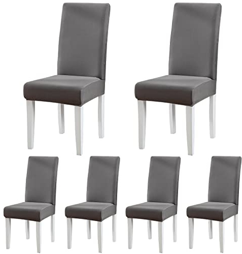 ARNTY Stuhlhussen 4/6er Set, Stuhlbezug Jacquard Esszimmer Stuhlhussen Schwingstühle Universal Hussen für Stühle für Esszimmer, Hotel, Küche, Zeremonie (Dunkelgrau, 6 Stück)