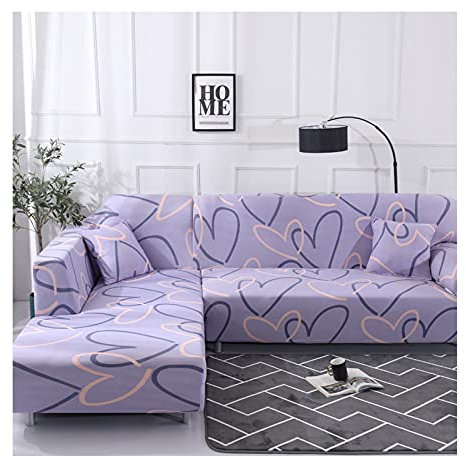 Daesar Couchbezug Eckcouch 2 Sitzer, Überwurf Sofa M Polyester Herzen Muster Sofabezug Wasserdicht 145-185