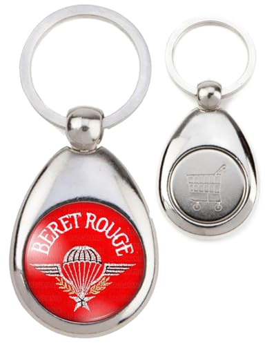 BADGMANIA | Porte Clés Métal Jeton de Caddie | Béret Rouge Parachutiste Armée Française