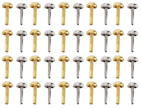 Mini Brads, 40 Stück Metall-Papierverschlüsse Gold Silber Eisen Scrapbooking Brads Rundkopfverschlüsse für Bastelarbeiten, Schulprojekte