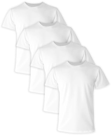Hanes Comfort Fit Undershirt, Men’s Crewneck Stretch-Cotton T-Shirt, 4-Pack, White-4 Pack, Medium