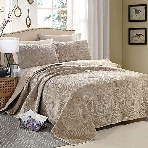 uyeoco Couvre lit 2 Personnes 220x240/240x260 Dessus De Lit Matelassé 3 pièces en Velours Jeté De Lit Multifonction Léger Couverture avec 2 Taies d'oreiller (Color : D, Size : 230 * 270cm)