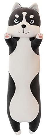Lange Husky Kuscheltier,Plüschtier Stofftiere für Kinder Kuscheltier Niedliches Husky Hund Langes Wurfkissen Kawaii Katzen Plüsch Kissen Plüschtier Ausgestopftes Spielzeug Stofftiere Geschenk,110CM