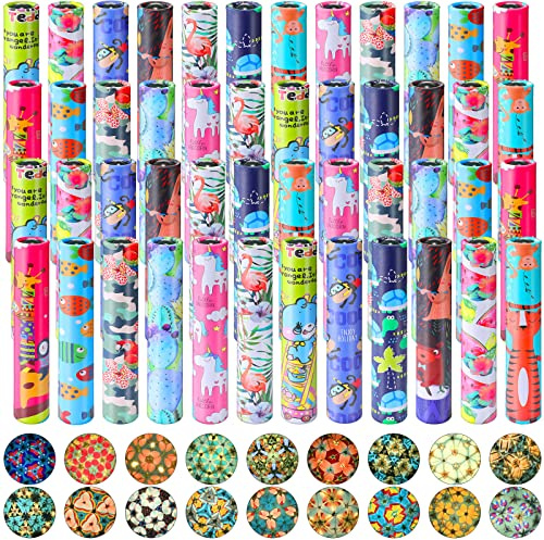 48 Pcs Kaleidoscopes, Vintage Classic Kaleidoscope Toys Educational Party Favors for Stock Stuffers Bag Fillers for Boys and Girls Birthday and School Carnival Prizes, Random Patterns (Cartoon Style)