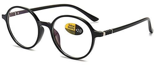 Lanomi Vintage Rund Lesebrille Damen Herren Blaulichtfilter Kunststoff Vollrahmen UV400 Schutz Lesehilfe Sehhilfe Anti Müdigkeit Brille mit Stärke +0,5 bis +4,0 Dioptrien