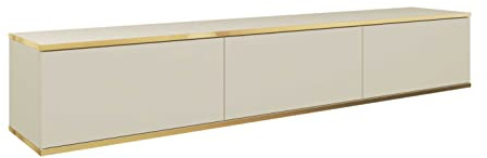 3E 3xE living.com Hängendes TV Schrank - Modernes Design mit Push-to-Open-Funktion. Farbe: BEIGE, D: L: 175 cm, H: 30 cm, T: 32 cm. TV Lowboard, TV Board, TV Sideboard Hängend, Wandschrank hängend