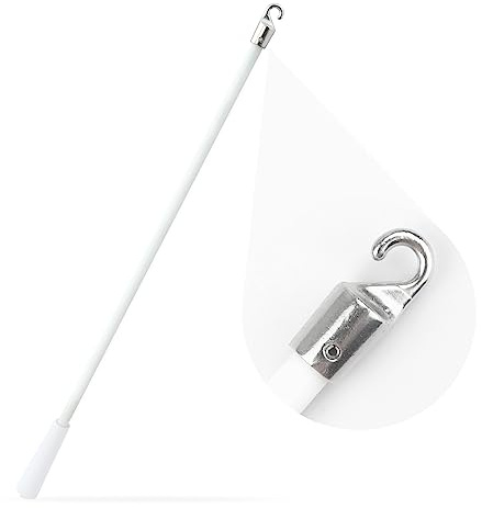 Bacchetta cieca in fibra di vetro bianca da 43 cm con gancio in metallo, bacchetta per inclinazione cieca per finestra, parti di ricambio per controllo della bacchetta per ciechi verticali, asta per