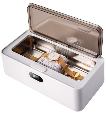 SWAREY Ultrasonic Jewellery Cleaner 500ML Professional Ultrasonic Cleaner with Basket and 5 Time Settings 45000Hz Jewellery Cleaner Ultrasonic Machine for Glasses Rings Dentures Watches Coins Tools