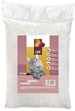 KITTYLUX KittyLux klumpende Katzenstreu White Compact 4x12,5kg mit Babypuderduft für Sensible Katzen, Klumpstreu 100% Naturbentonit, Feste Klumpenbildung, schnelle Geruchsbildung, geringer Verbrauch