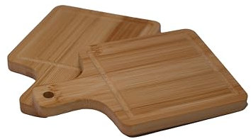 Hausleben Servierbrett Set 2er – 15×10 cm – Mini Bambus Schneidebrett mit Griff – Frühstücksbrettchen zum Servieren, Snacks, Tapas & Küche – Robust & Lebensmittelecht