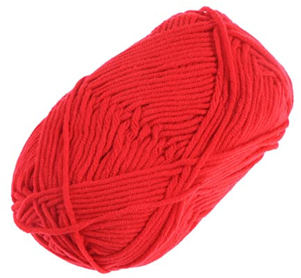 NUOBESTY Milk Cotton Yarn and Chunky Cotton Yarn for Knitting and Crochet 5-ply Red 50g Skeins Soft for Sweaters Hats and Scarves Suitable for DIY Handcrafts and Winter Accessories