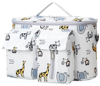 Hiseng Pram Bag Pram Accessories with Cup Holders, Kawaii Universal Pram Organiser Multifunctional Buggy Bag, Pram Organiser Bag for Diaper Storage, Baby Bottle Toys Fits (31x20x15cm,Giraffe Zebra)