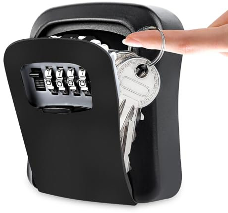 ZITUZY Schlüsseltresor Außen, Schlüsselsafe 4 Stellig, schlüsseltresor mit zahlencode, schlüsselbox mit Code, Schlüsselkasten mit Zahlencode, Schlüsseltresor Wandmontage, Zinklegierung (Schwarz)