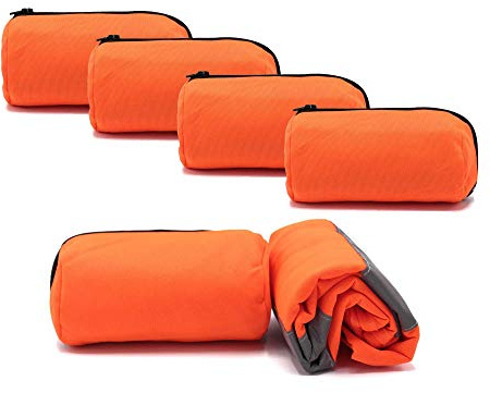 5 x Kfz Warnweste orange Erwachsene Unisize EN 20471 orangener Rollenbeutel | waschbar, reflektierend, praktisch und handlich, für Motorrad geeignet