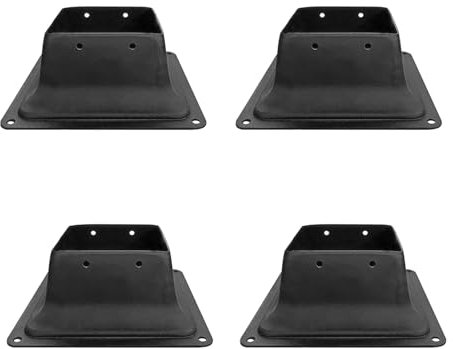 Square Gazebo Post Base Plate Bracket, 2/4/ 6 Pcs Porch Railing Support for Wood Posts/Concrete/Fence/Flag Post, Sign Post Holder Base Black 304 Stainless Steel(4 pcs)