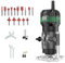 800W Router Trimmer, Weytoll 33000r/min Compact Palm Wood Router Tool, 6-Speed Adjustable, 6.35mm Chuck Diameter, Router Tool with 15Pcs 1/4'' Router Bits for Woodworking Slotted Boards and DIY, etc