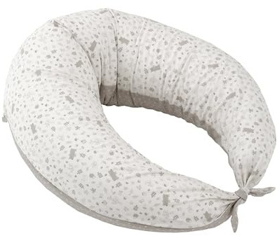 Cambrass Cojin de Lactancia Luna Multiposicion con Microperlas Termoneutras para Embarazo y Descanso Postparto Tejido Hidrofugo 80x185x16 CM Abete Beige