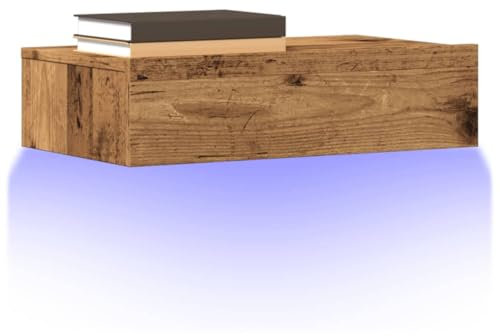 GCHDHAPB Home-Entertainment Center & TV-Ständer, TV-Schrank mit LED-Lichtern, Altes Holz, 60 x 35 x 15,5 cm