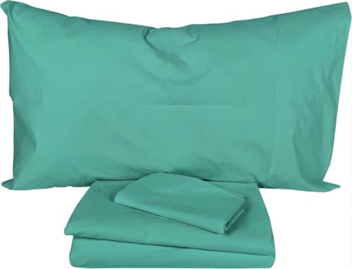 fashion home Pagano Completo Lenzuola Matrimoniali in Puro Cotone 100%, Set Tinta Unita con Federe Cuscini, Anallergico e Antiacaro, Morbido e Resistente, Made in Italy, colore Verde acqua