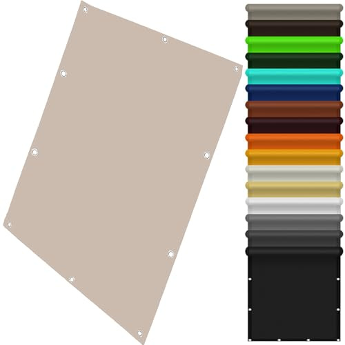 Sonnensegel Wasserdicht 150 x 250 cm Sonnensegel Balkon Ohne Bohren Polyester Wasserabweisend mit Ösen Und Befestigungsseile für Hof, Deck, Pergola, Taupe