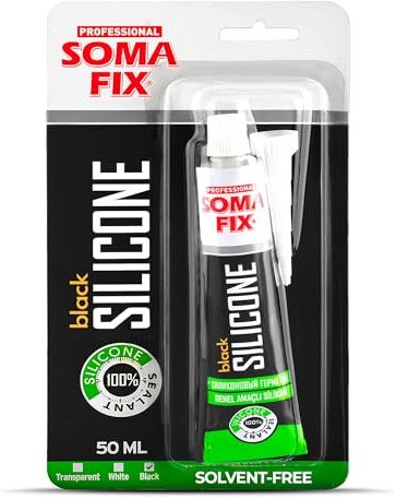 Silicone Sigillante - Impermeabile e in Tubetto Spremibile per Bagno, Parquet, Finestre, Legno (Nero, 50ml)