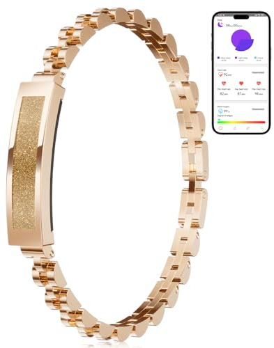 LIGE 2025 Smart Armband Damen Edelstahl Ohne Display, 3ATM Wasserdicht Rose Gold Elegant Schlank Schmuck Armkette mit Herzfrequenz/Schlafmonitor/SpO2 Schrittzähler Armbänder Kalorie für iOS Android