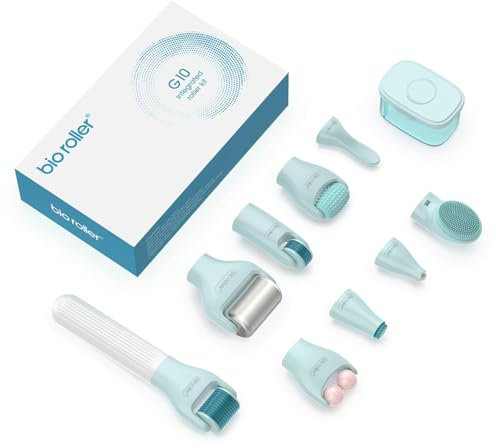 10-in-1 Microneedle Rolling System, Titanium Microneedle Derma Roller for Thicker, Fuller Beard & Skincare