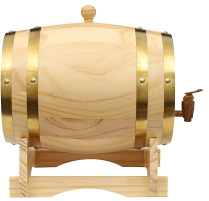 Barril de vino de 5 litros, 30 x 22,5 x 28,5 cm, madera de pino, barril de vino con soporte y grifo, barril de vino de madera original para vino y whisky, juego de jarra de whisky