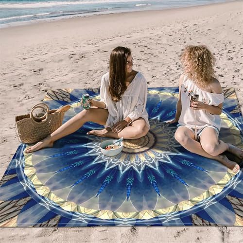 DOTBUY-SHOP Stranddecke Groß, Stranddecke Sandfrei, Picknickdecke Wasserdicht, Tragbare Faltbar Strandmatte, Schnelltrocknend Outdoor Picknickmatte für Wandern (Mandala 4,200x200cm)
