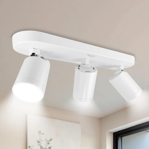 GY LED Deckenstrahler Weiß - Deckenstrahler 3 Flammig - Moderne Deckenleuchte mit 360° Verstellbarkeit - GU10 Deckenlampe Spot -Küche, Flur, Wohnzimmer - Ohne GU10 Leuchtmittel