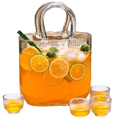 WKHPHMBEQ Glass Punch Bowl with Ladle – 0.62 Gallon Crystal Clear for Weddings, Events, Home Decor, Heavy Duty Fruit or Candy Bowl(Transparent (Set))